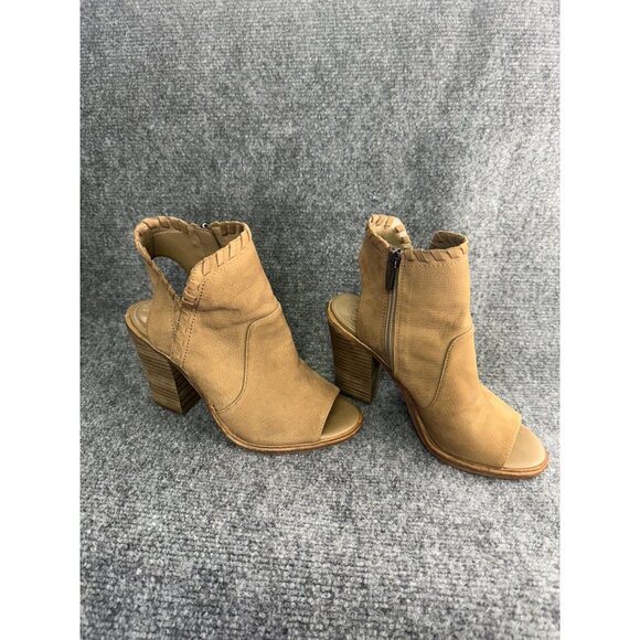 Vince Camuto Shoes Women's 7M Tan Kicetta Suede Peep Toe Open Heel Bootie - Picture 10 of 16